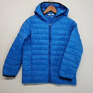 Gap Kids Medium 8 Puffer Jacket Hooded Blue Primaloft Cold Control Lightweight